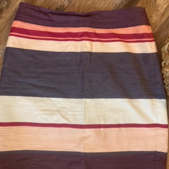 Loft Purple, White, Pink Stripped Pencil Skirt - Picture 2 of 3